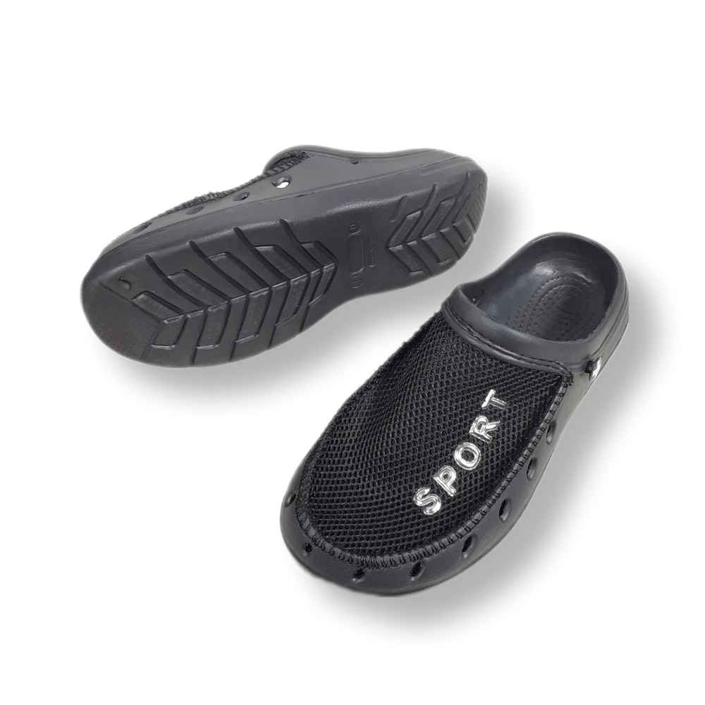 💜Shoes Mens Sandals Slip-Ons Sporty Mesh Slides Lightweight Comfy Black Gray 11